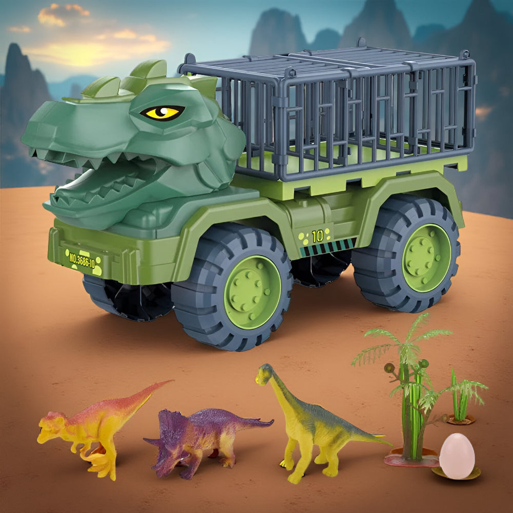 Dinosaur Toy Truck Playset Cage Vehicle | 4 Dinosaur Figures &amp; Accessories Included | Imaginative Prehistoric Play Set 1