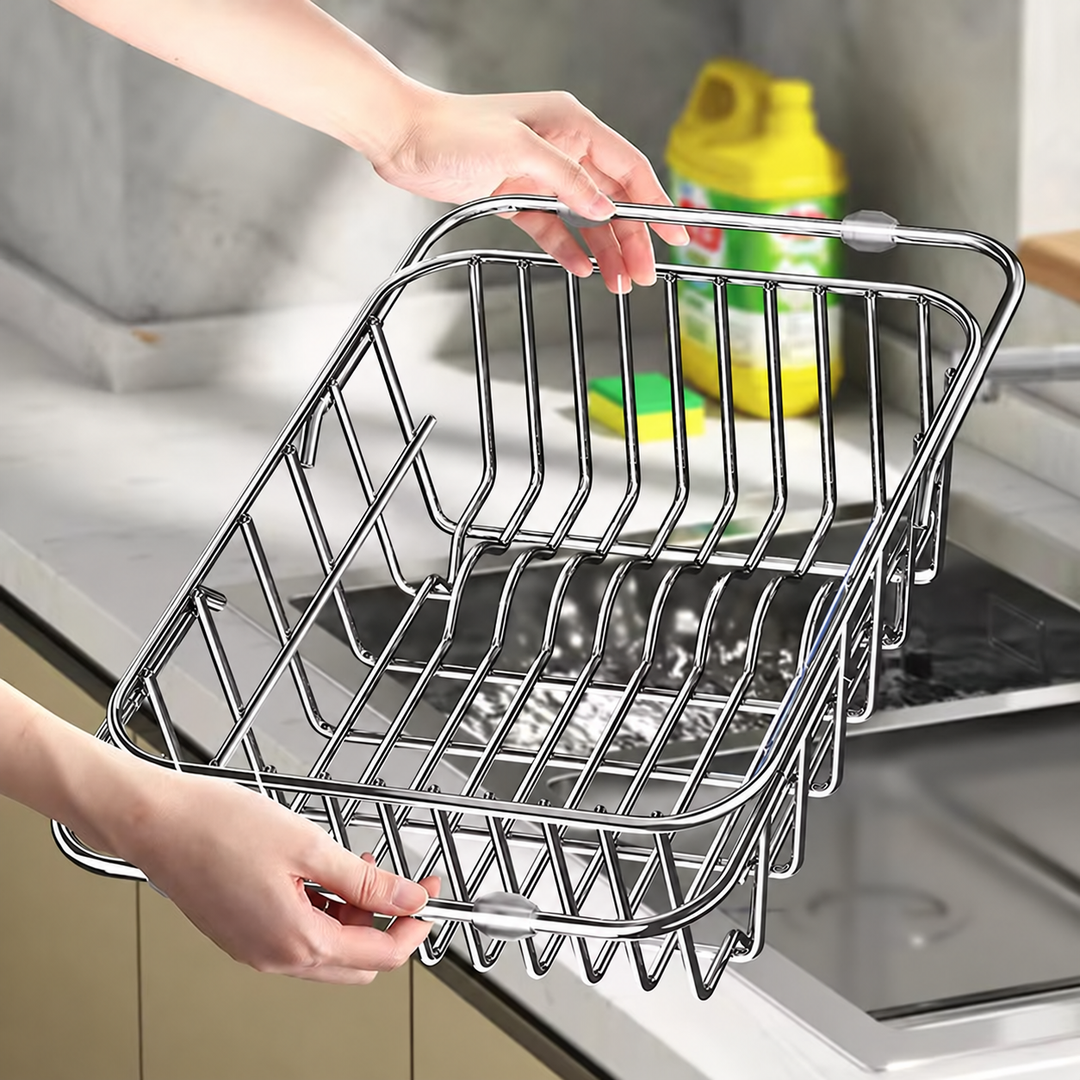 Dish Drainer Sink Rack | Extending Arms And An Open Base