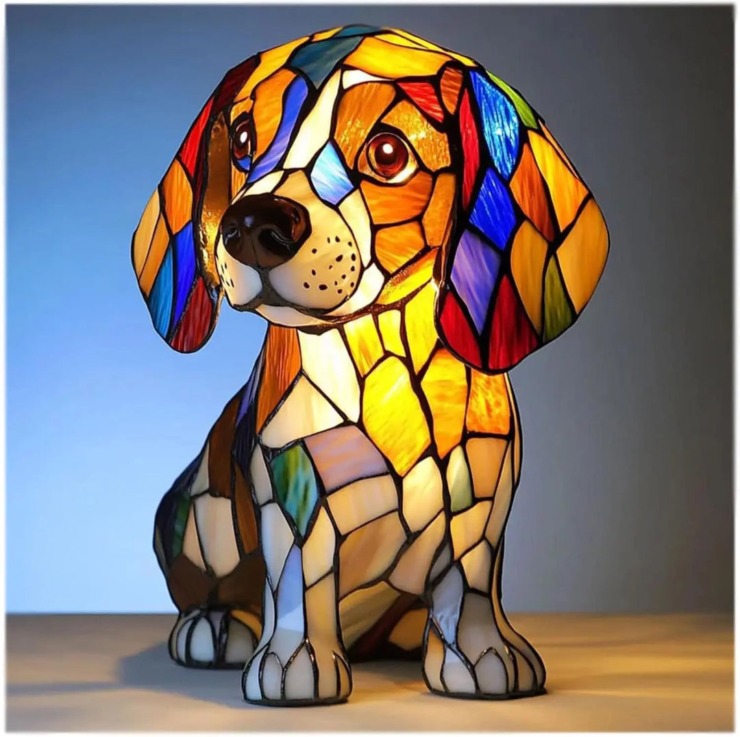 Dog Decorative Table Lamp | Colourful Fantasy Design | Warm Ambient Glow for Bedside, Desk or Shelf Display in Any Room
