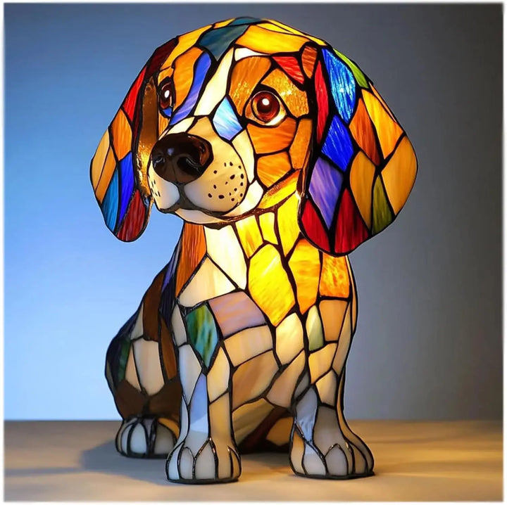 Dog Decorative Table Lamp | Colourful Fantasy Design | Warm Ambient Glow for Bedside, Desk or Shelf Display in Any Room