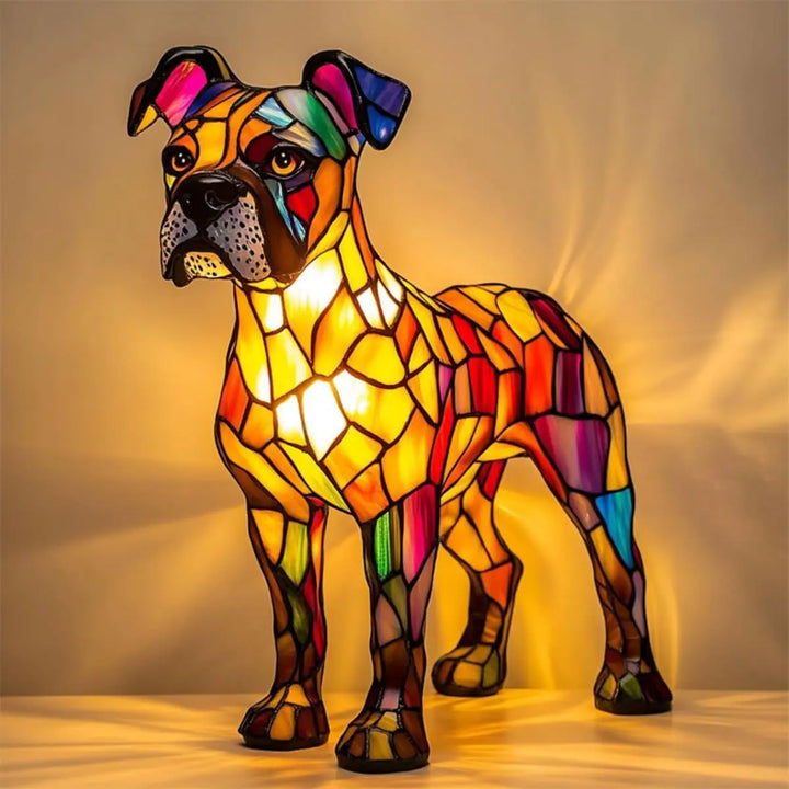Dog Decorative Table Lamp | Colourful Fantasy Design | Warm Ambient Glow for Bedside, Desk or Shelf Display in Any Room