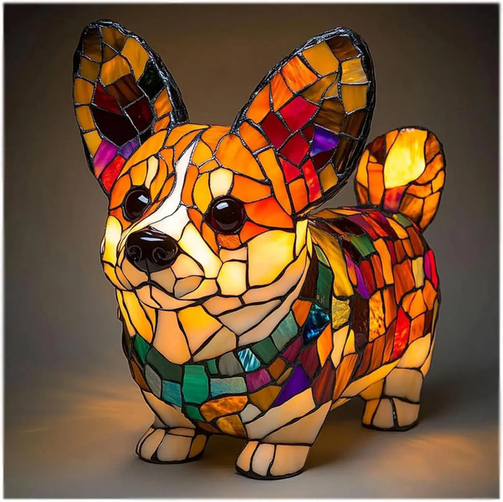 Dog Decorative Table Lamp | Colourful Fantasy Design | Warm Ambient Glow for Bedside, Desk or Shelf Display in Any Room
