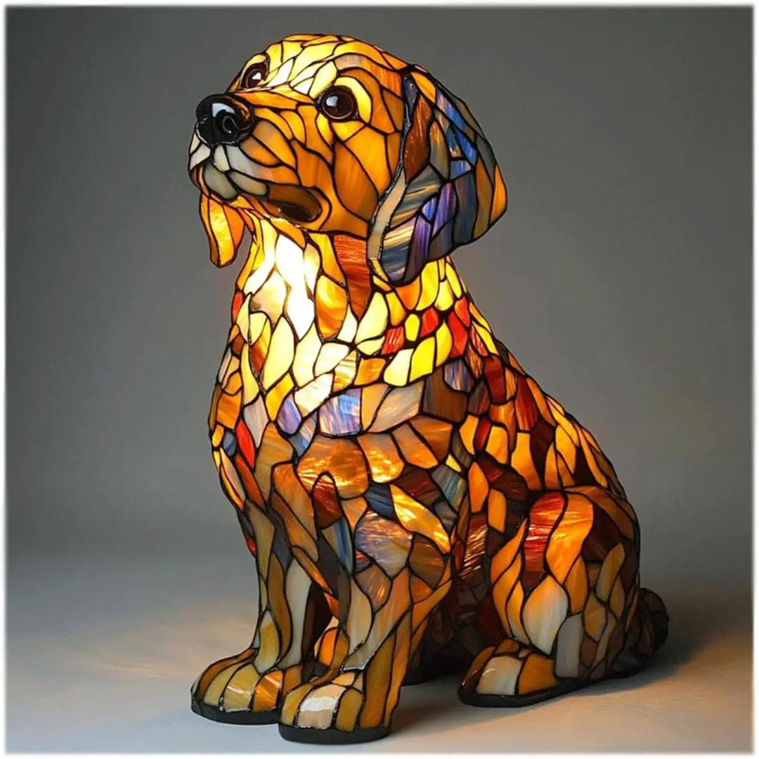 Dog Decorative Table Lamp | Colourful Fantasy Design | Warm Ambient Glow for Bedside, Desk or Shelf Display in Any Room