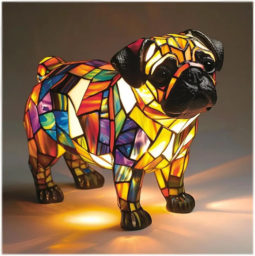 Dog Decorative Table Lamp | Colourful Fantasy Design | Warm Ambient Glow for Bedside, Desk or Shelf Display in Any Room