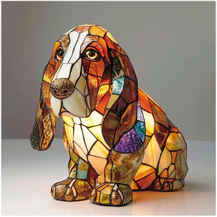 Dog Decorative Table Lamp | Colourful Fantasy Design | Warm Ambient Glow for Bedside, Desk or Shelf Display in Any Room