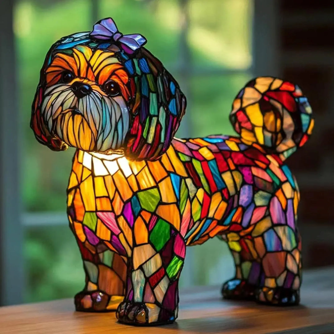 Dog Decorative Table Lamp | Colourful Fantasy Design | Warm Ambient Glow for Bedside, Desk or Shelf Display in Any Room