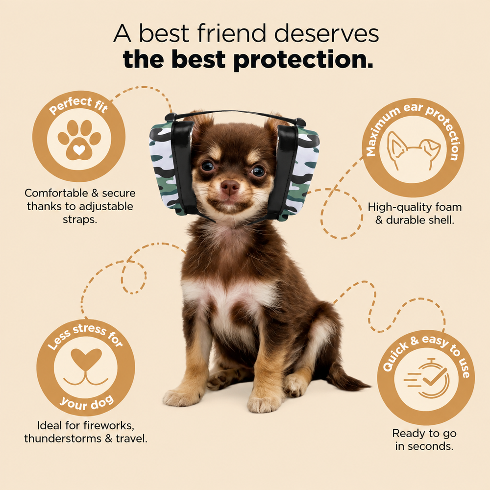 Dog Noise-Cancelling Headphones | Adjustable Padded Band | Reduces Noise Stress for Car Rides, Vacuuming & Outdoor Trips