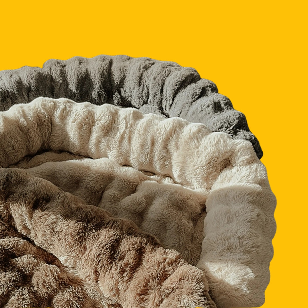 Dog Sofa Bed Plush Fabric | Raised Sides, Cushioned Base &amp; Removable Cover | Protects Furniture, Supports Restful Sleep