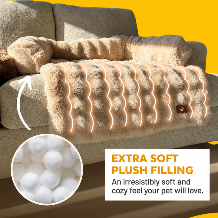 Dog Sofa Bed Plush Fabric | Raised Sides, Cushioned Base &amp; Removable Cover | Protects Furniture, Supports Restful Sleep