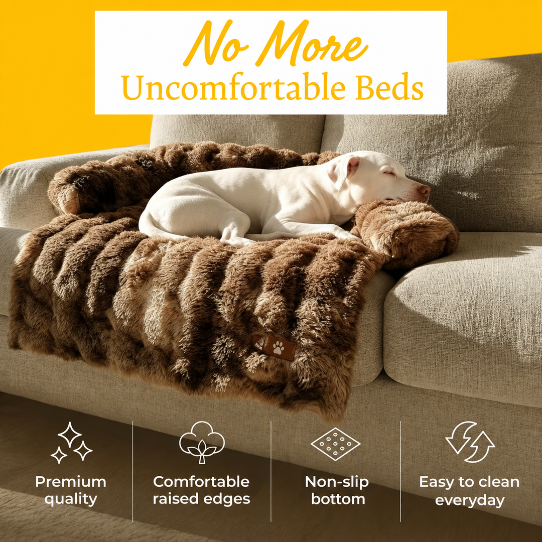 Dog Sofa Bed Plush Fabric | Raised Sides, Cushioned Base &amp; Removable Cover | Protects Furniture, Supports Restful Sleep