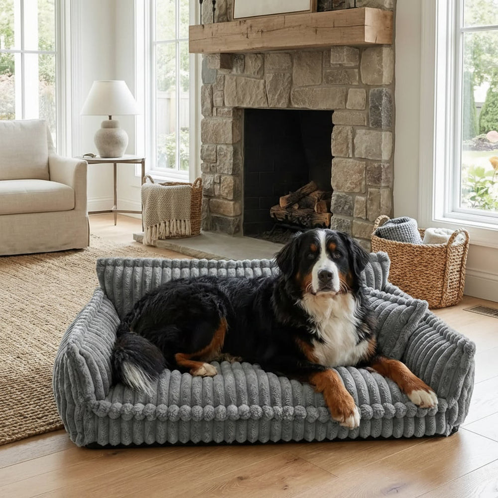 Dog Sofa Bed Washable Cover | Raised Bolster Sides & Thick Padded Base | Orthopedic Support for All Dog Breeds and Sizes