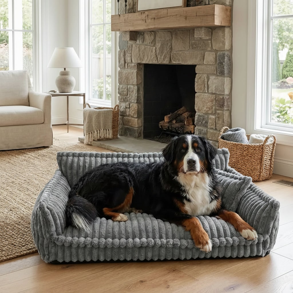 Dog Sofa Bed Washable Cover | Raised Bolster Sides &amp; Thick Padded Base | Orthopedic Support for All Dog Breeds and Sizes