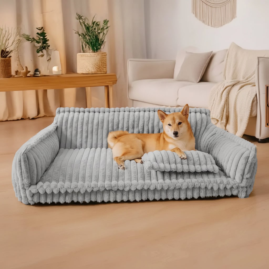 Dog Sofa Bed Washable Cover | Raised Bolster Sides &amp; Thick Padded Base | Orthopedic Support for All Dog Breeds and Sizes
