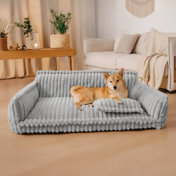 Dog Sofa Bed Washable Cover | Raised Bolster Sides &amp; Thick Padded Base | Orthopedic Support for All Dog Breeds and Sizes