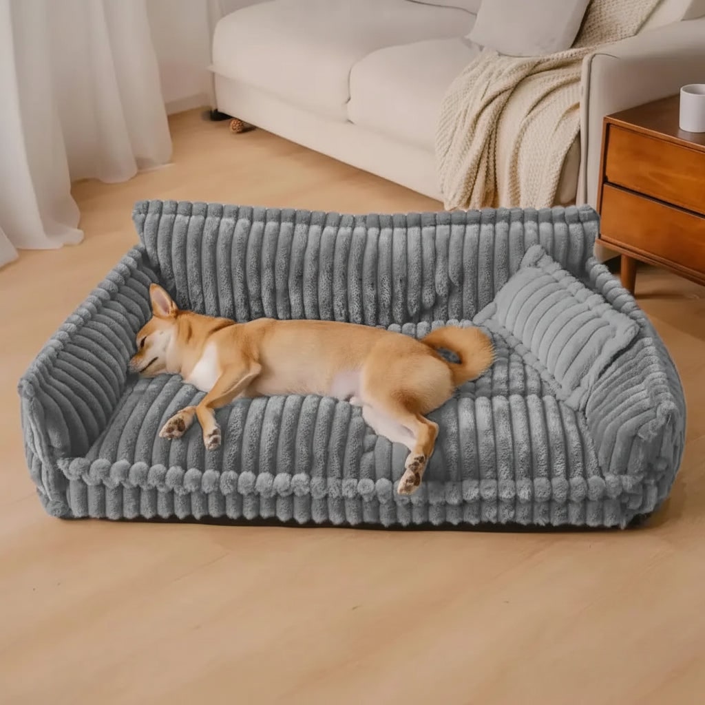 Dog Sofa Bed Washable Cover | Raised Bolster Sides & Thick Padded Base | Orthopedic Support for All Dog Breeds and Sizes