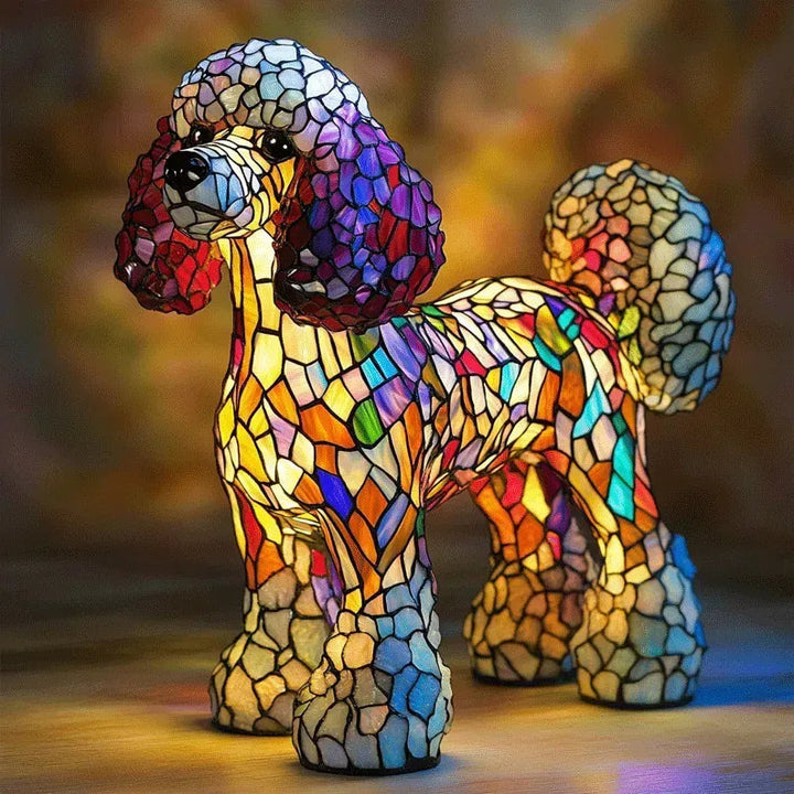 Dog Table Lamp | Mosaic Bulldog Figure, Warm Inner Glow