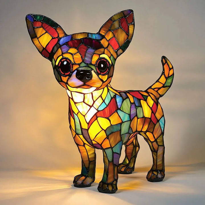 Dog Table Lamp | Mosaic Bulldog Figure, Warm Inner Glow