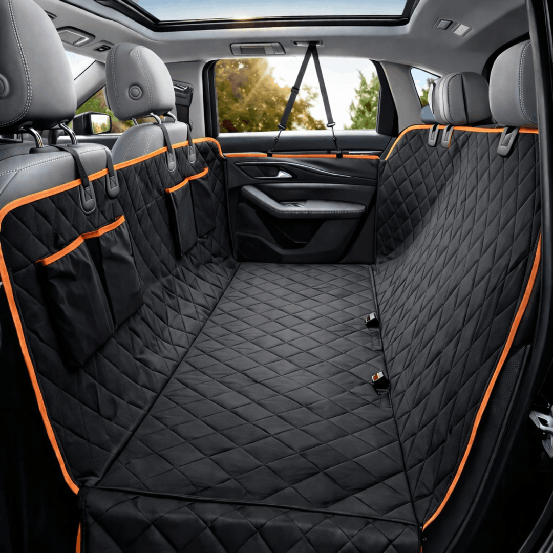 Waterproof Dog Car Seat Cover | Side Flaps | Storage Pockets | Machine Washable | Universal Fit