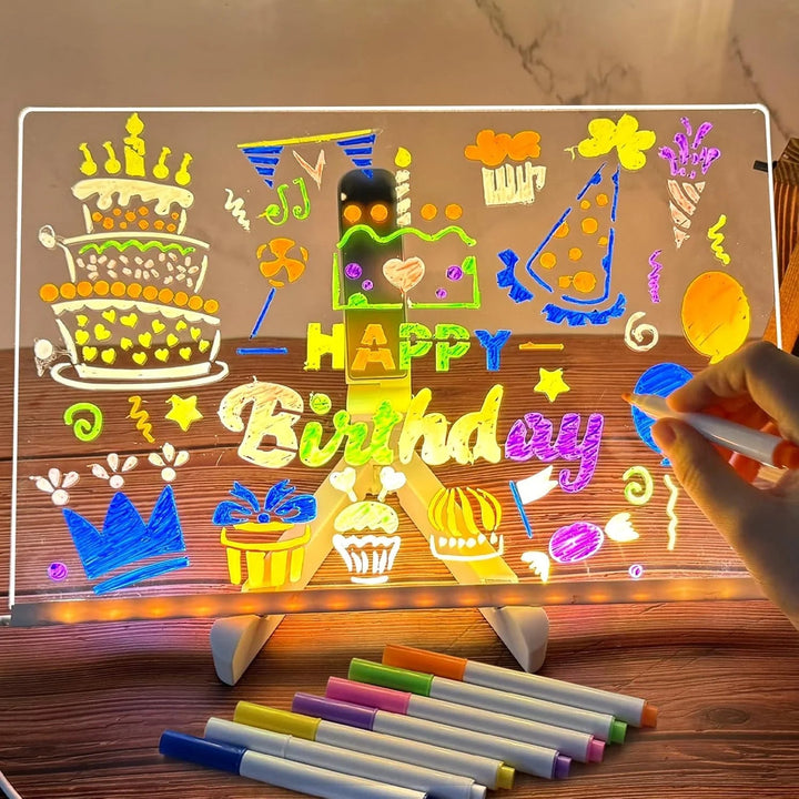 DoodleGlow Drawing Pad | LED, 7 Colored Pens, Mess-Free 3