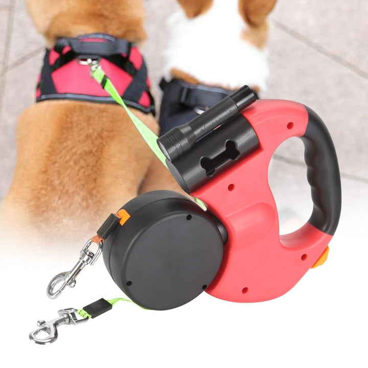Double Retractable Dog Lead With LED Torch | Two Dogs Tangle Free 3m Each 1