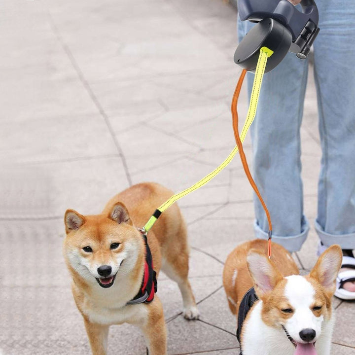 Double Retractable Dog Lead With LED Torch | Two Dogs Tangle Free 3m Each 5