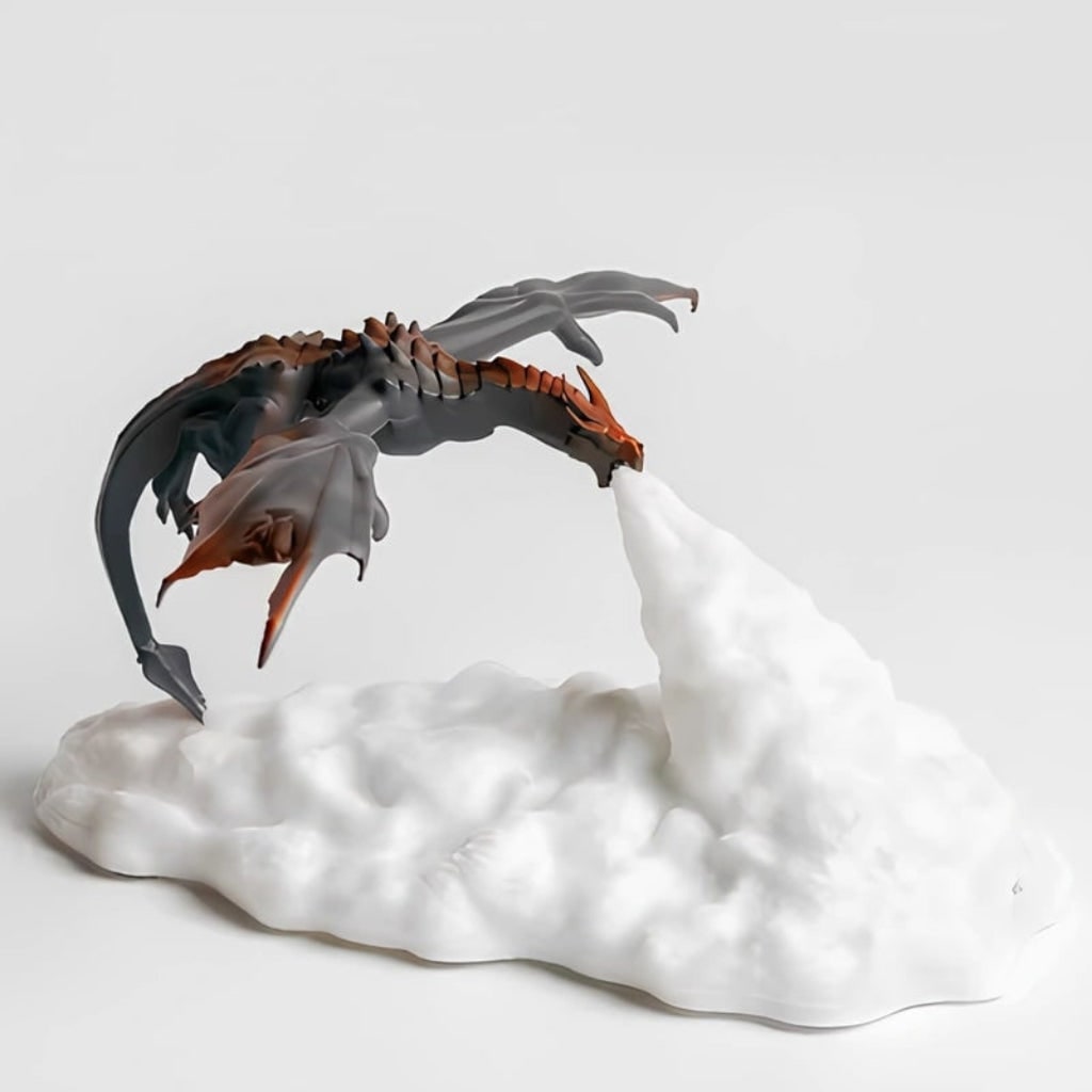 Dragon Night Light Halloween Decor Lamp | Fire-Breathing LED Flame Effect | USB Rechargeable, Cordless, 3D-Printed Design