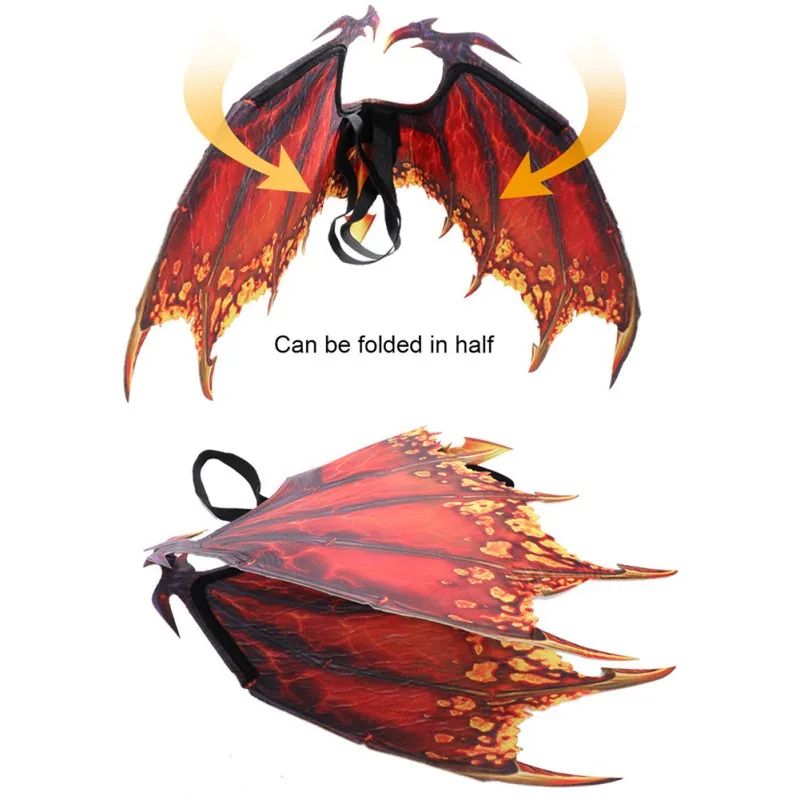 Dragon Wing Costume Accessory Halloween Cosplay | Lightweight Fantasy Design, Fits Adults &amp; Kids | Reusable Fancy Dress Wings