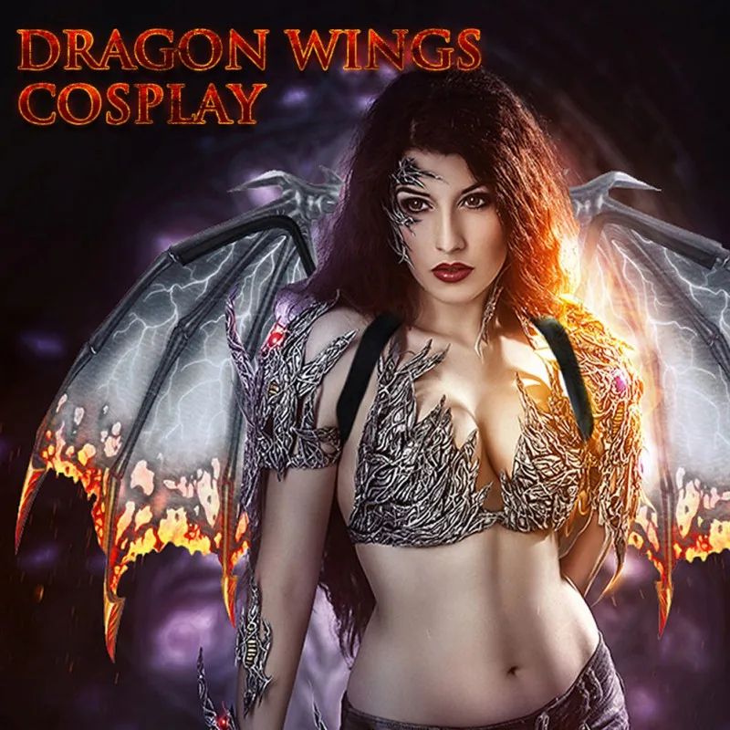 Dragon Wing Costume Accessory Halloween Cosplay | Lightweight Fantasy Design, Fits Adults &amp; Kids | Reusable Fancy Dress Wings