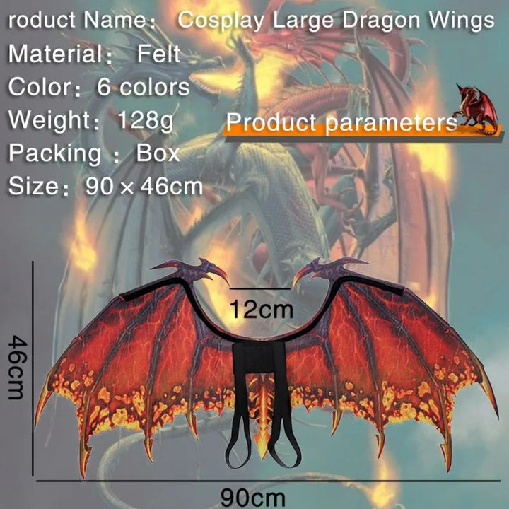Dragon Wing Costume Accessory Halloween Cosplay | Lightweight Fantasy Design, Fits Adults &amp; Kids | Reusable Fancy Dress Wings