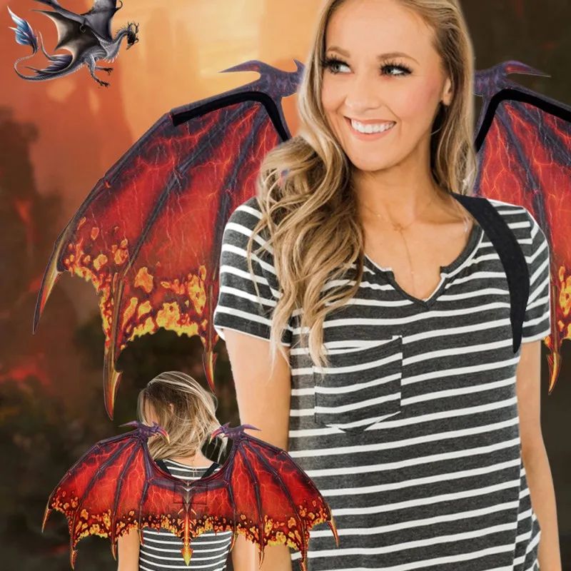 Dragon Wing Costume Accessory Halloween Cosplay | Lightweight Fantasy Design, Fits Adults &amp; Kids | Reusable Fancy Dress Wings