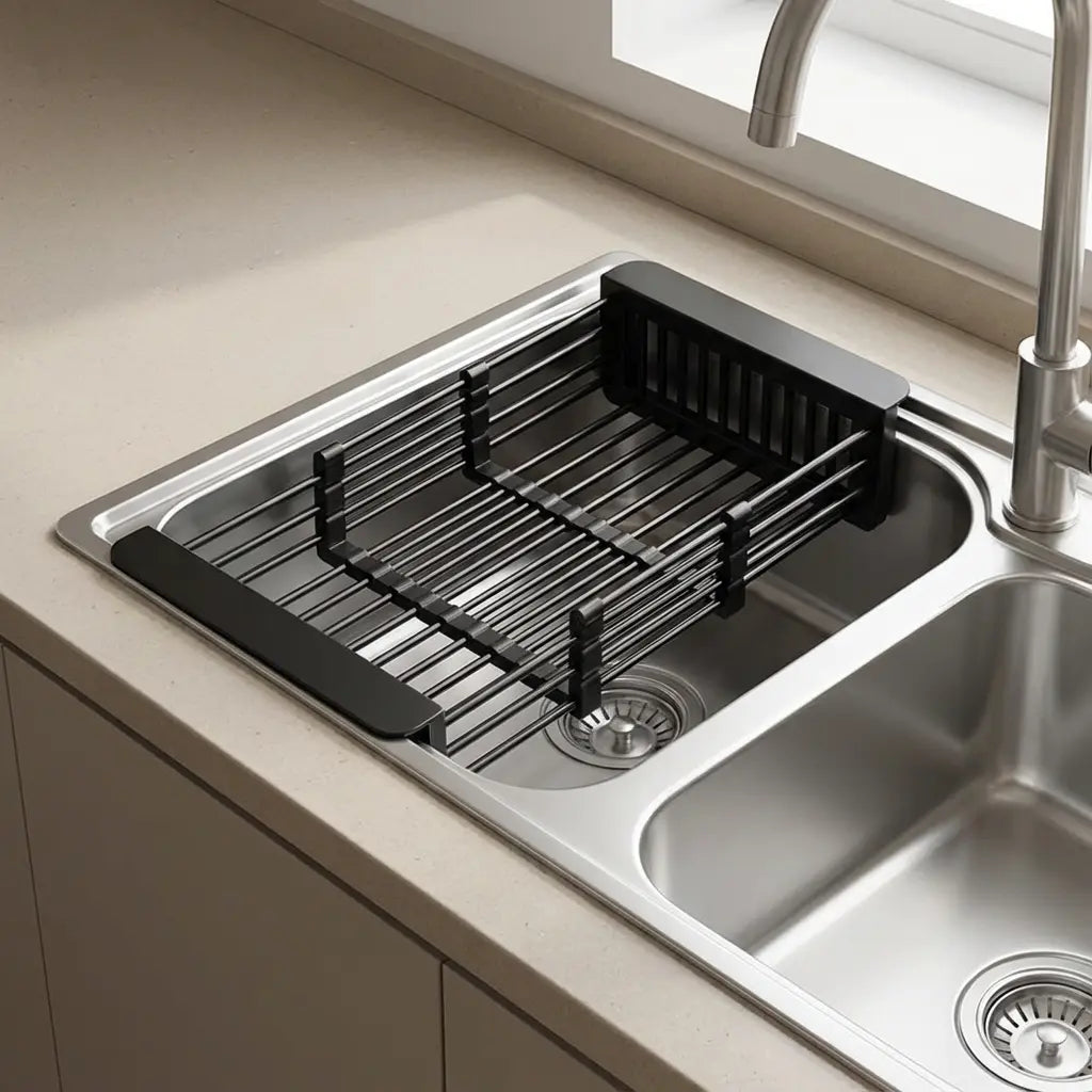 Draining Basket for Sink | Extendable Steel Over Sink Rack