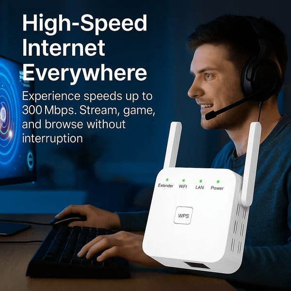 Dual-Band WiFi Range Extender 1000ft WPS Plug-In Booster