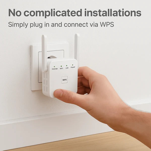 Dual-Band WiFi Range Extender 1000ft WPS Plug-In Booster