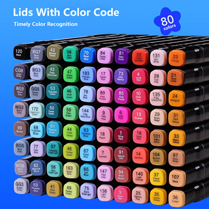 Dual Tip Alcohol Markers Set | Fine &amp; Broad Tips with Blender Pen | Smooth Blending for Drawing and Colouring Projects