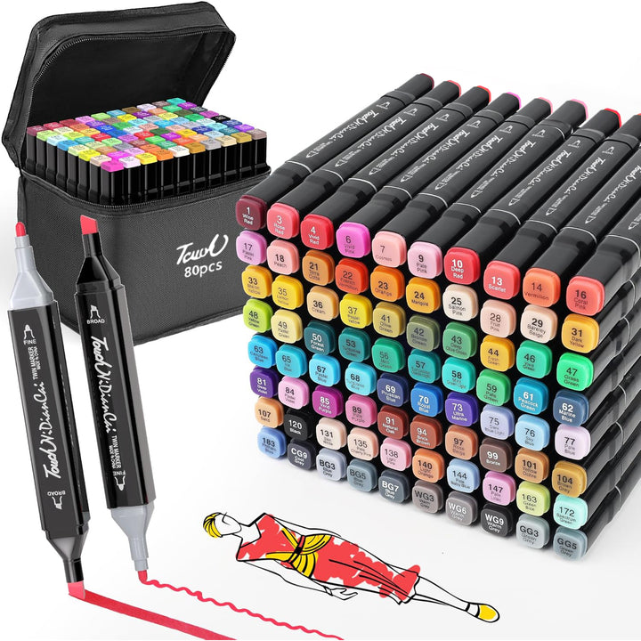 Dual Tip Alcohol Markers Set | Fine &amp; Broad Tips with Blender Pen | Smooth Blending for Drawing and Colouring Projects