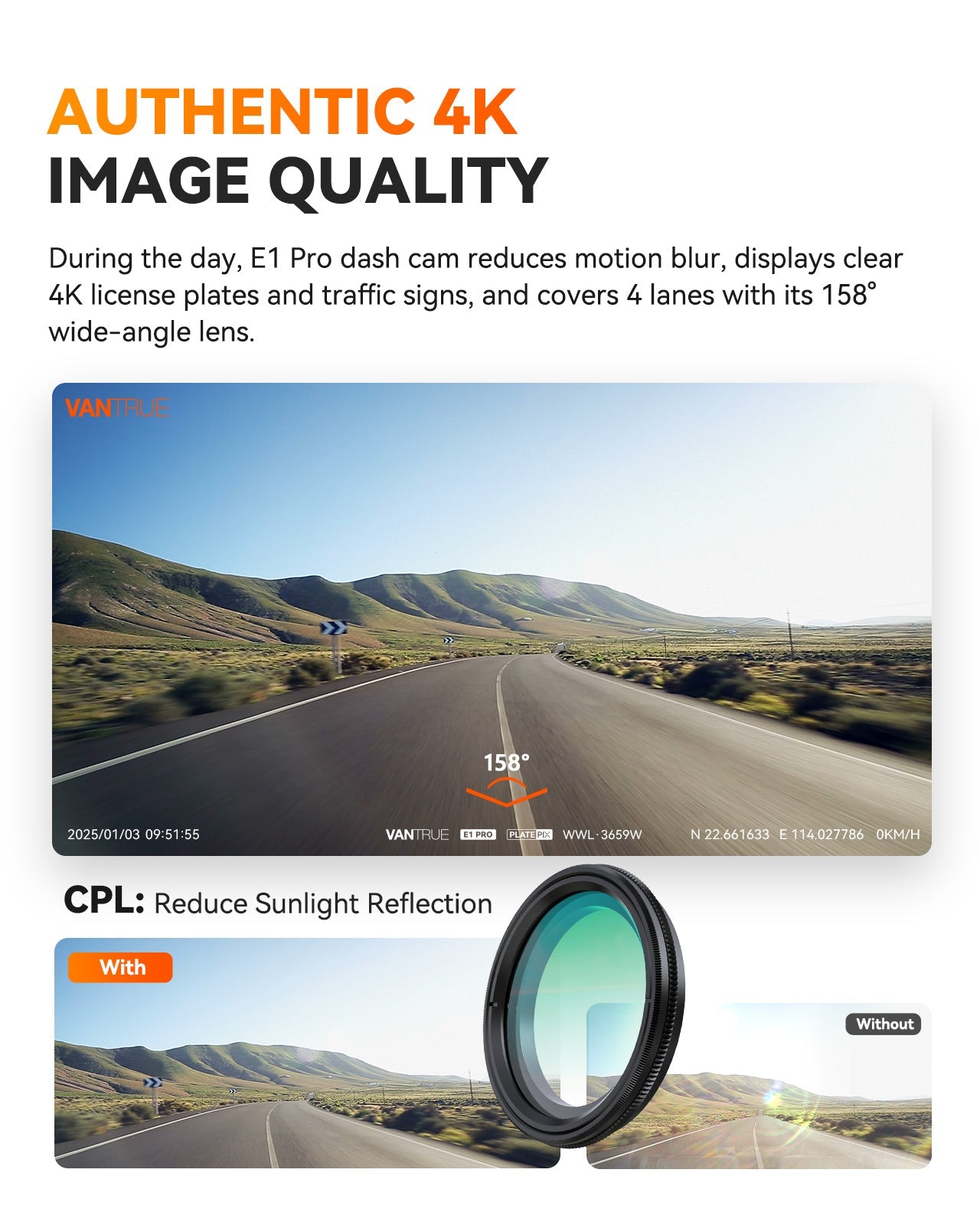 E1 Pro | 4K Dash Cam for Car with Enhanced Night Vision | Compact Safety Monitor for Your Vehicle 4