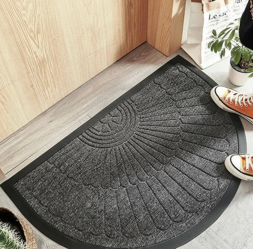 Half-Round Door Mat with Non-Slip Rubber Backing