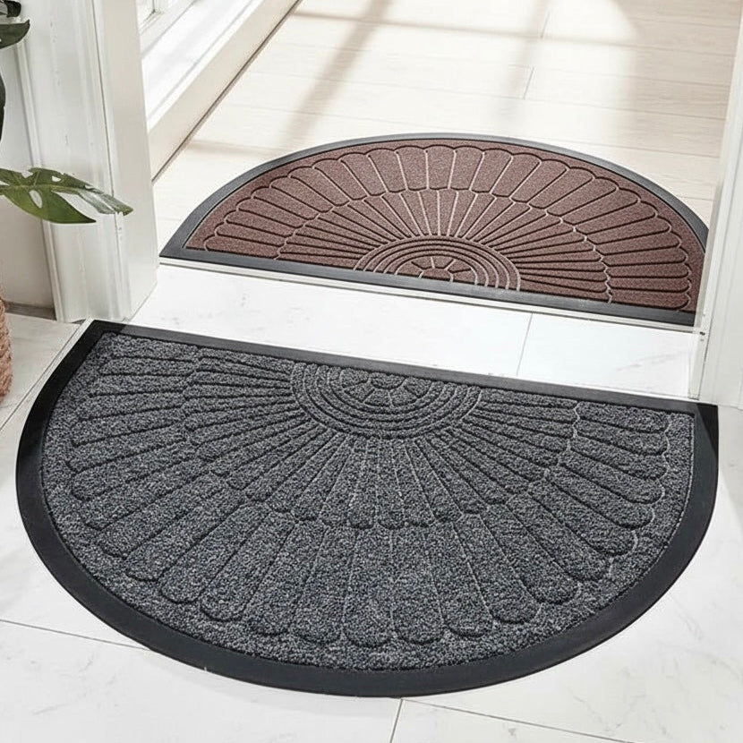 Half-Round Door Mat with Non-Slip Rubber Backing