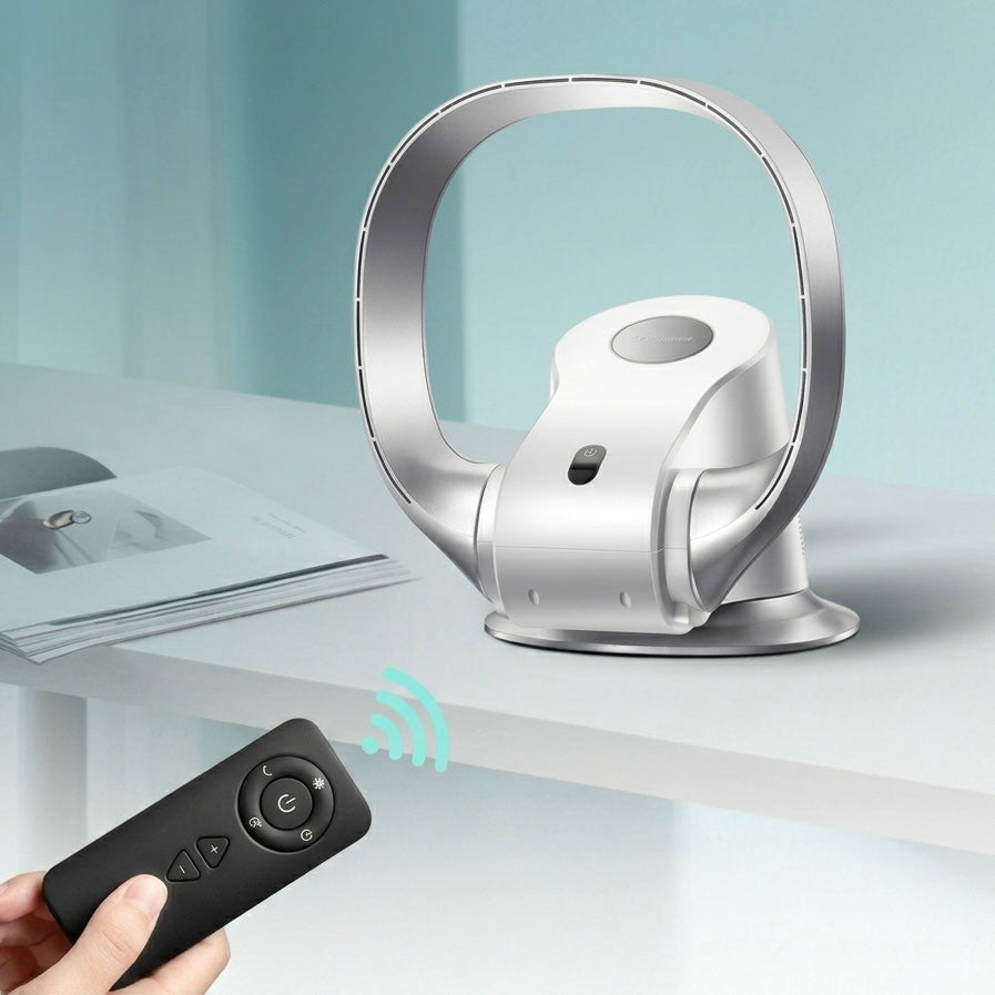 Bladeless Wall Fan | 10 Speeds | 35dB | Remote Control | 1–8hr Timer | Wall Mount & Tabletop