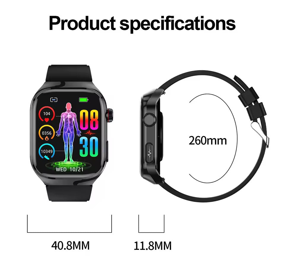 ECG Smart Watch | Heart Rate, Blood Oxygen &amp; Sleep Tracking | IP68 | Bluetooth Calling | 650mAh | 2.04" AMOLED