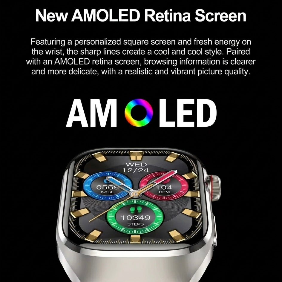 ECG Smart Watch | Heart Rate, Blood Oxygen &amp; Sleep Tracking | IP68 | Bluetooth Calling | 650mAh | 2.04" AMOLED