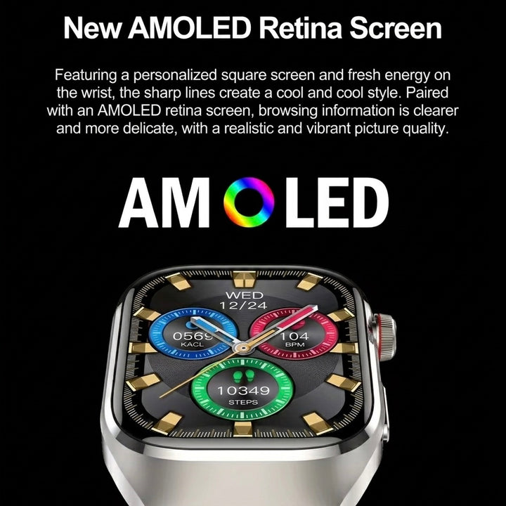 ECG Smart Watch | Heart Rate, Blood Oxygen &amp; Sleep Tracking | IP68 | Bluetooth Calling | 650mAh | 2.04" AMOLED