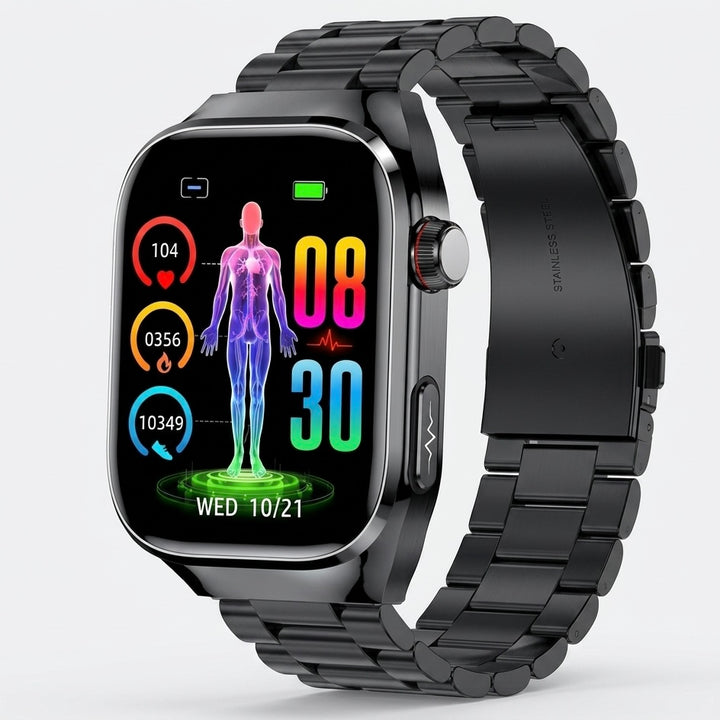 ECG Smart Watch | Heart Rate, Blood Oxygen &amp; Sleep Tracking | IP68 | Bluetooth Calling | 650mAh | 2.04" AMOLED
