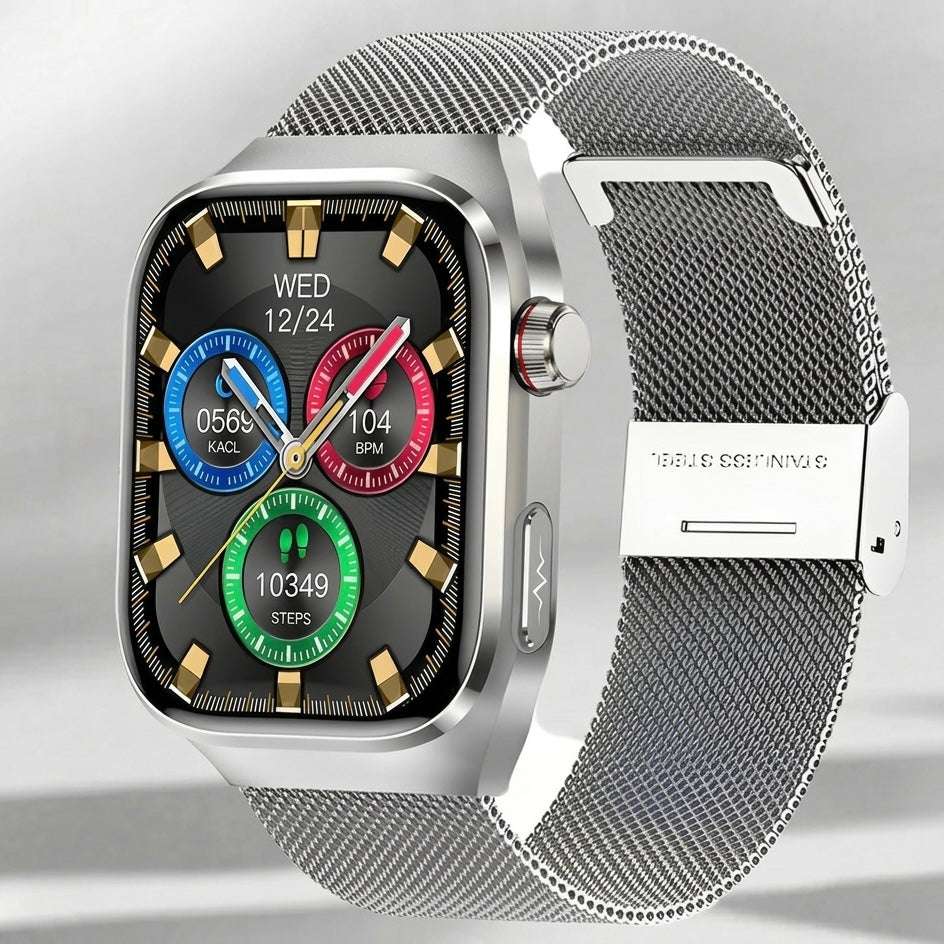 ECG Smart Watch | Heart Rate, Blood Oxygen &amp; Sleep Tracking | IP68 | Bluetooth Calling | 650mAh | 2.04" AMOLED