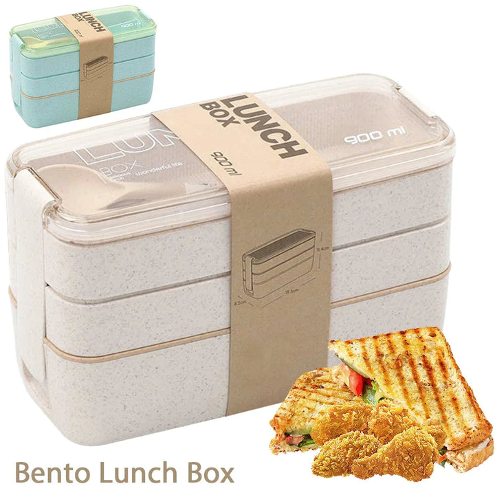 EcoStack | 3-Tier Bento Lunch Box | Wheat Straw 900 ml 1