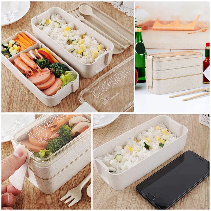 EcoStack | 3-Tier Bento Lunch Box | Wheat Straw 900 ml 2
