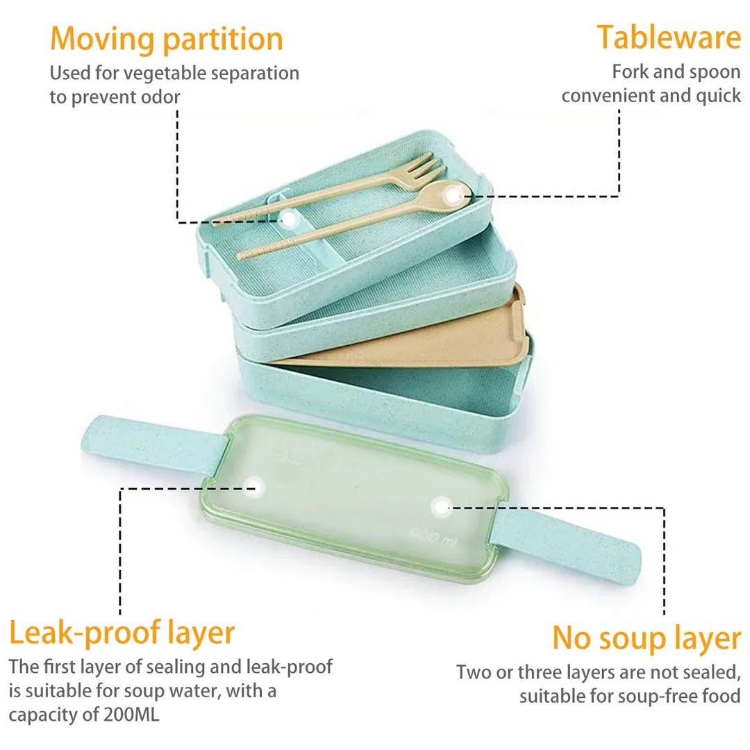 EcoStack | 3-Tier Bento Lunch Box | Wheat Straw 900 ml 5