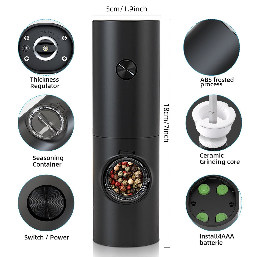 Electric Automatic Mill Pepper and Salt Grinder | LED Light One-Hand Grinder