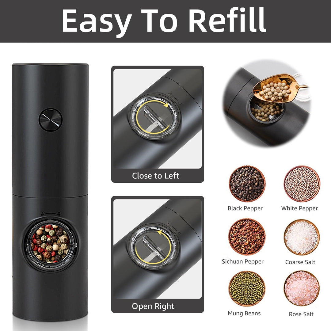 Electric Automatic Mill Pepper and Salt Grinder | LED Light One-Hand Grinder
