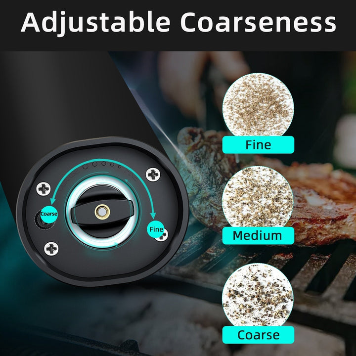 Electric Automatic Mill Pepper and Salt Grinder | LED Light One-Hand Grinder